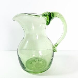 Handblown Glass pitcher‎ creamer clear green art